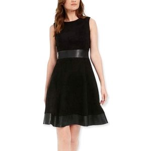 Calvin Klein Black Faux Leather & Suede Dress